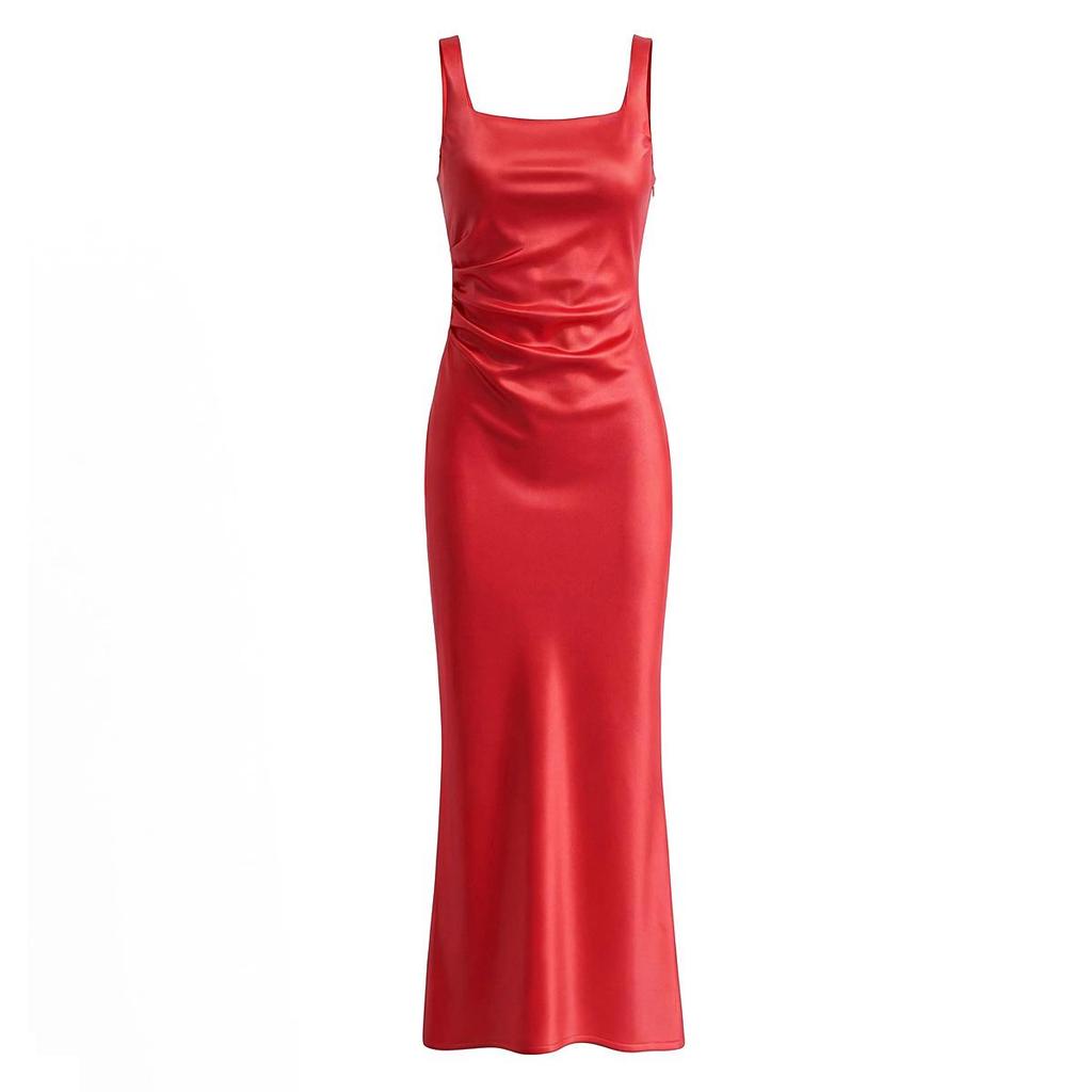 2026 French Square Neck Slim Backless Mermaid Evening Gown with Lace-Up Back