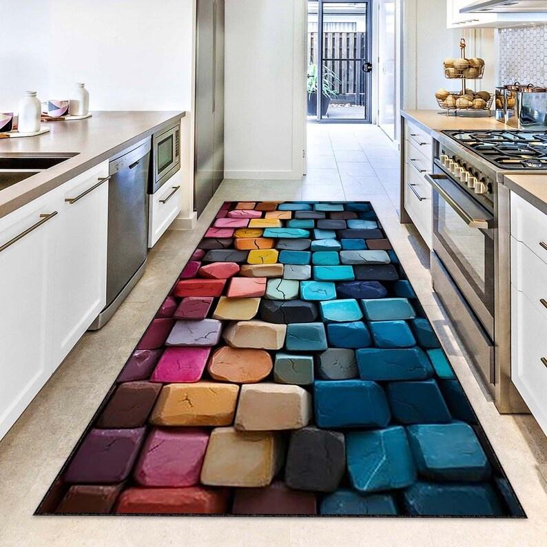 3D Visual Illusion Runner Rug Magma Suspension Bridge Pattern Game Floor Mat Entrance Bedside Sofa Carpet Home Decoration