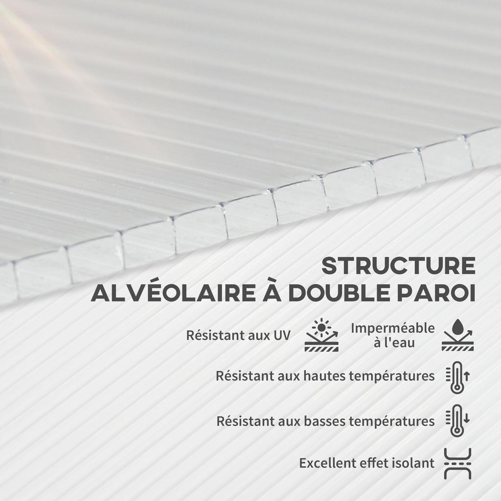 14 Pieces Polycarbonate Sheets, 121 x 61 x 0.4cm Twin-Wall Plastic Roofing Sheets, 10m² Replacement Greenhouse Panels, Waterproof and UV Protection