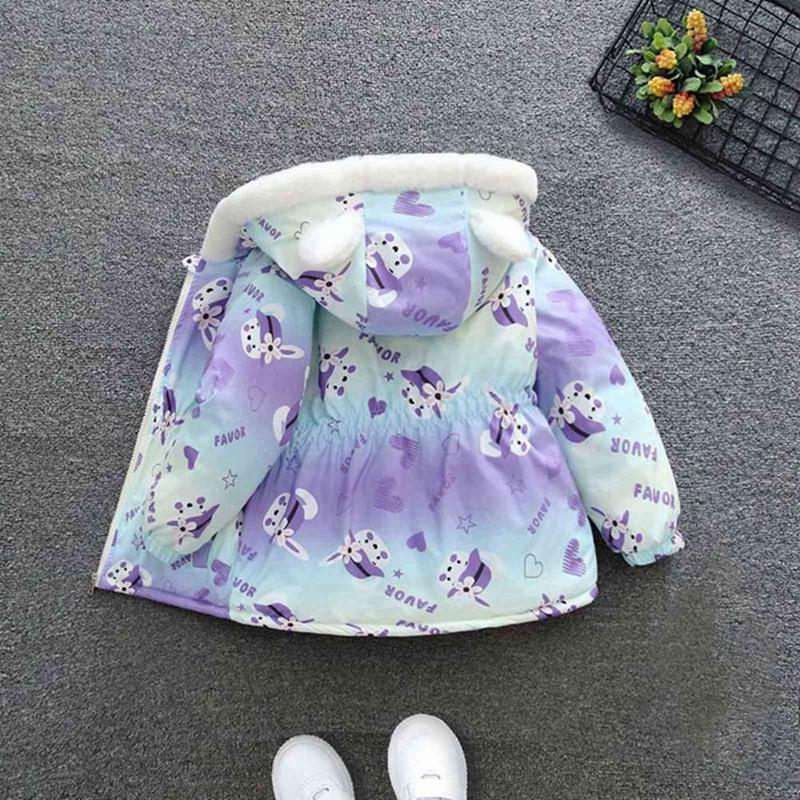 2-10 Jahre Kinder Mädchen Warmer Kapuzenmantel Winter Winddicht Reißverschluss Fleecejacke