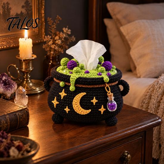 Milk Cotton Yarn Craft Animal Crochet Tissue Box Cover DIY Kit, Highland Cow Holder Making Cute Easy Patterns for Beginners Pumpkin Turkey Frog