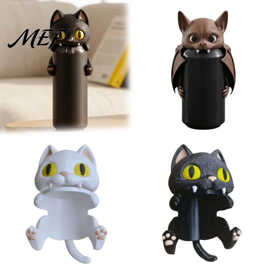Funny Desktop Ornament 3D Printed Bat Can Holder, Cartoon Vampire Cat Stand Soda Holder for Standard Cans, Halloween Decor, Novelty Party Gift Drink