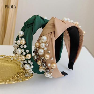 PROLY Accesorii de Păr Femei Modă Nouă Bentiță Lată Laterală Margele Mixte Baroc Bandă de Păr Pentru Adult Nod Central Articole de Păr