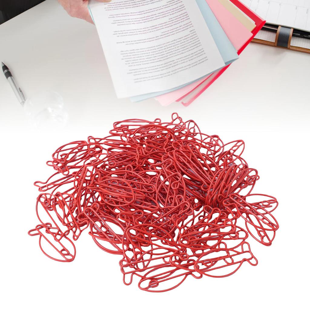 100 Pcs Fish Paper Clips Red Cute Metal Paperclips Decorative Bookmark Clips Document for School