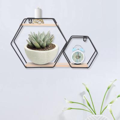 Wall Mounted No Punch Shelves Display Storage Rack Decoration(Black )