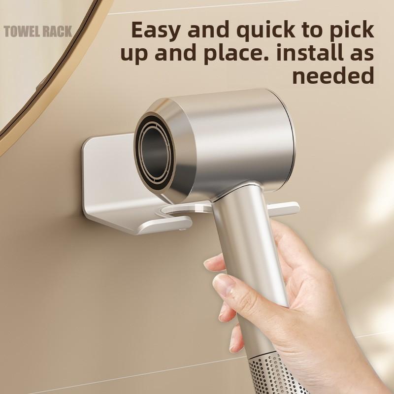 Aluminum Wall Mount Hair Dryer Holder For Bathroom Storage