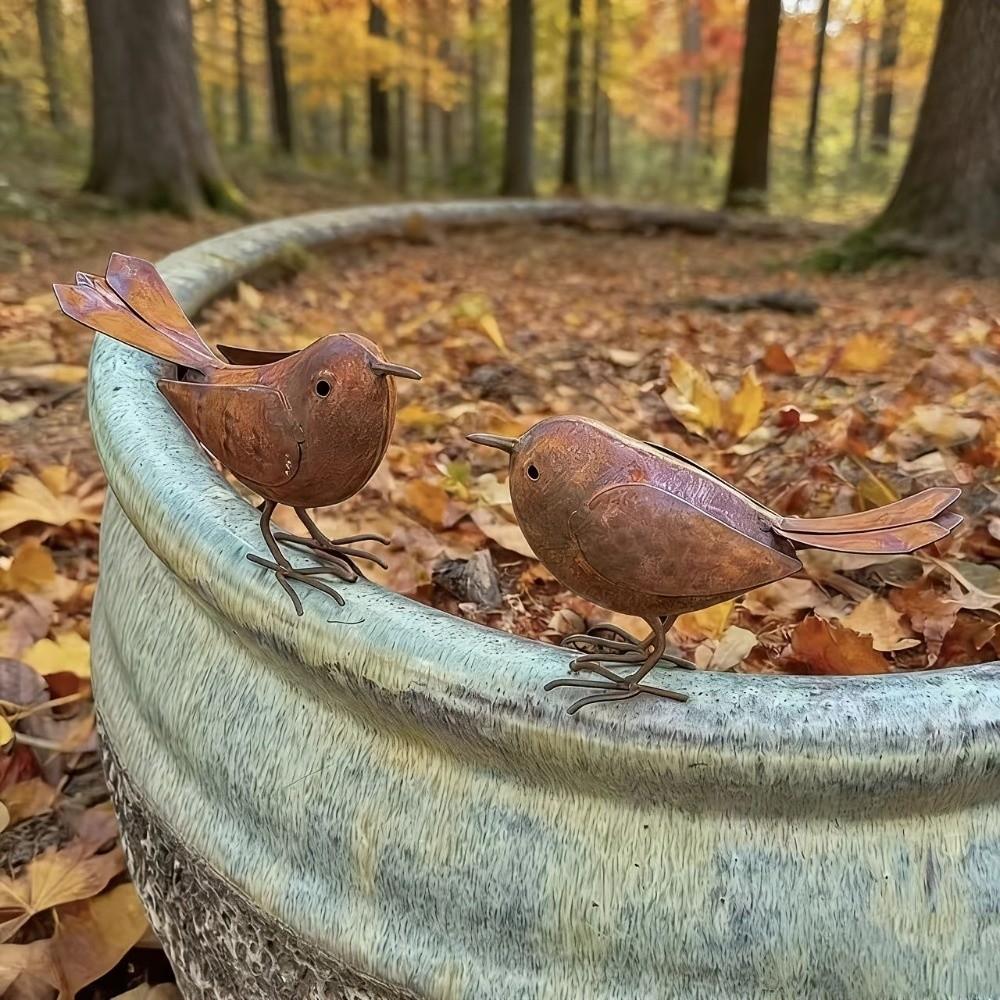 Rustic Metal Bird Sculptures Funny Retro Bird Statue Small Bird Figurine Bird Enthusiasts Gift