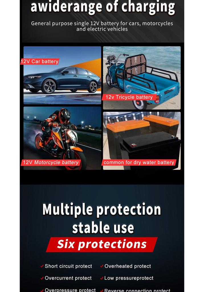 12V 2A Car and Motorcycle Battery Charger