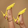 Fashion Fashion Yellow High Heel Sandals Women Buckle Slingback Pointed Toe Party Slippers Plus Size Ankle Buckle Thin Heels Sandals