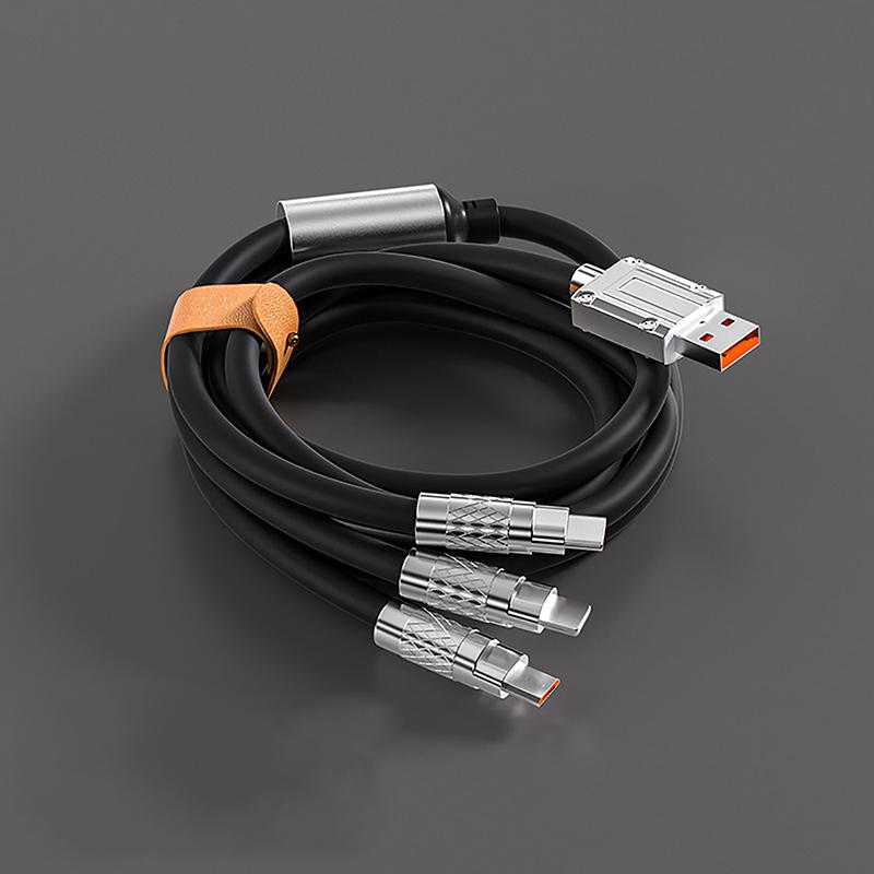 120W Three Colors Super Fast Charging Data Cable Hight Quality 3 In 1Type-C Data Line For Mobile Phone 6A Data Cable