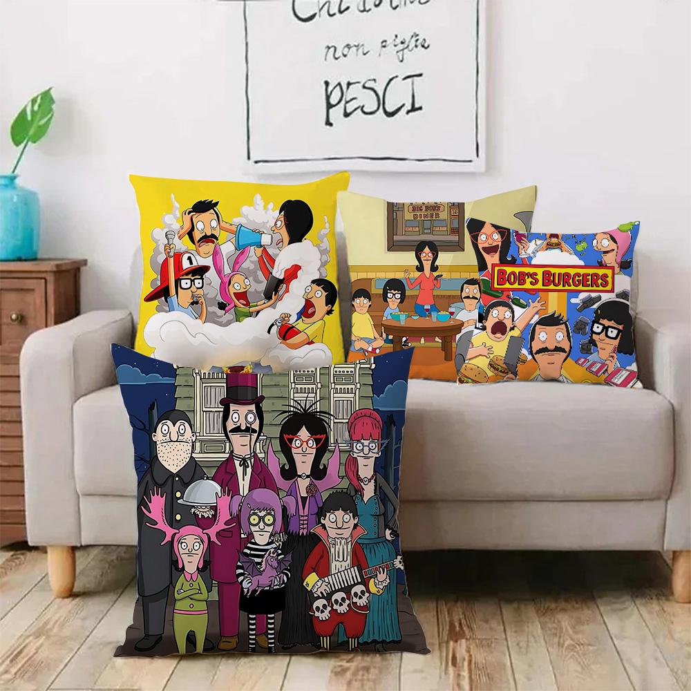 Cartoon B-Bobs B-Burgers Pillow Covers Cartoon Sofa Decorative Home Double-sided Printing Short Plush Cute Cushion Cover