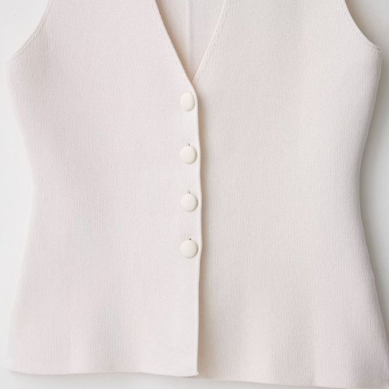 Kaslead New Women Clothes Western Style Fashion Lining Button Decoration Knit Vest 4192155