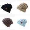 New Adult Autumn Winter Patchwork Mixed Color Knit Hat With Flip Mouth Yarn Knit Cap Reverse Mouth