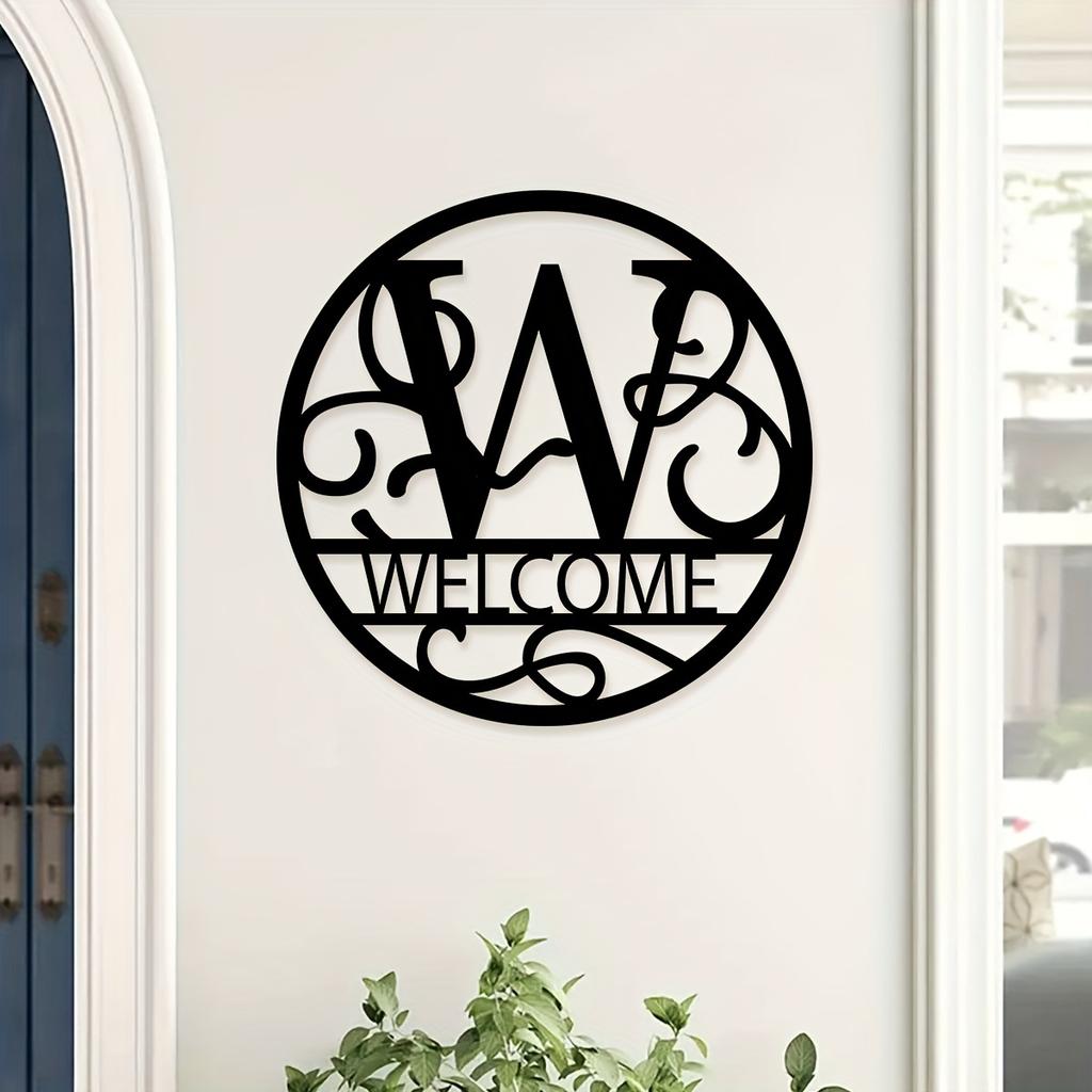 1pc Metal Letter Sign, Surname Family Name Plate for Outdoor Wall, Housewarming Halloween Christmas New Year Gift