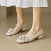 Fashion Ladies Spring Floral Mary Jones Shoes Elegant Low Heel Ladies Party Sweet Silver Beige Heels