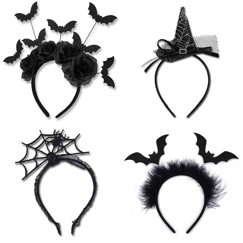 Halloween Devil & Spiderweb Headband with Bat Clip - Ghost Festival Party Costume Accessory