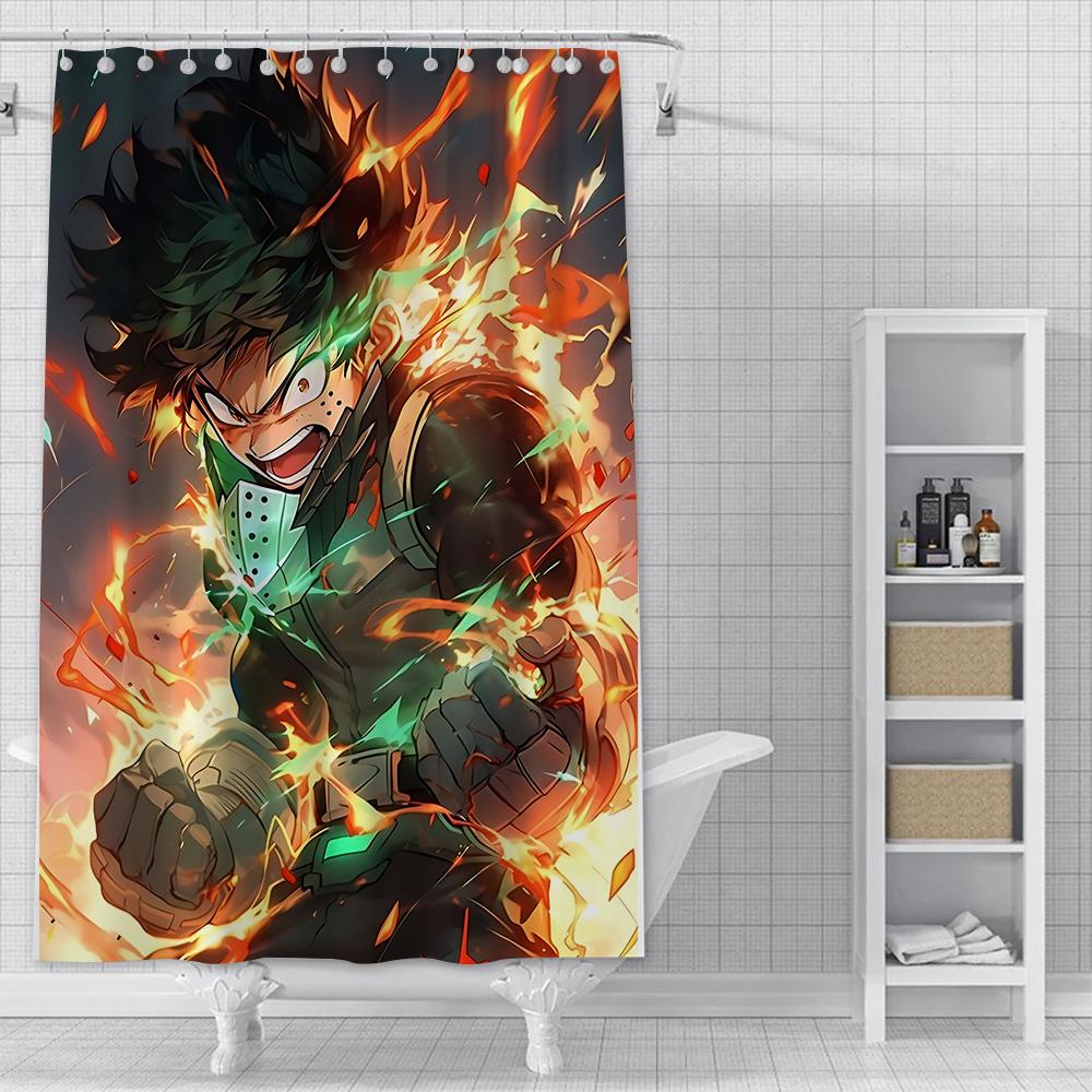 Shower Curtain Waterproof Polyester Fabric Paint Colorful Bath Curtains My Hero Academia Deku Home Bathroom Decor With Hook