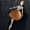 Cute Fashion Brooches Ballet Girl Dancer Crystal Brooches Cute Pin Cartoon Beautiful Princess Ballerina Jewelry Temperament Gift