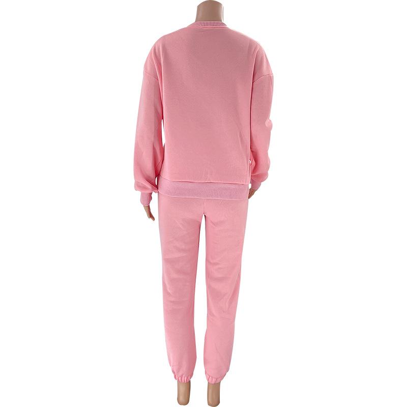 European Winter Women's Printed Hoodie & Pants Set