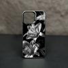 Black and White Lily Flower Pattern Phone Case Suitable for iPhone 17 16 15 14 13 12 11 Pro/Max/Plus Anti Drop and Shockproof