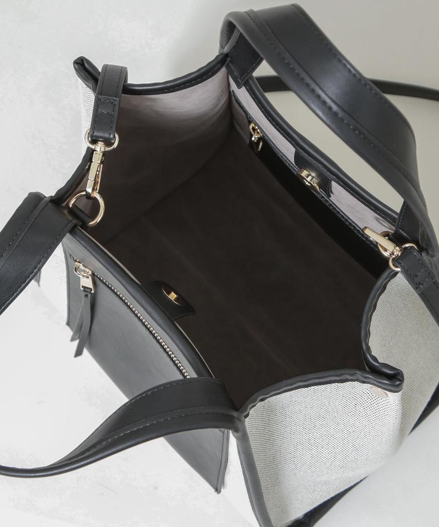 Nano Universe Canvas und Kunstleder Tasche mit Tasche für Damen, F 010, Schwarz, 669-5232304