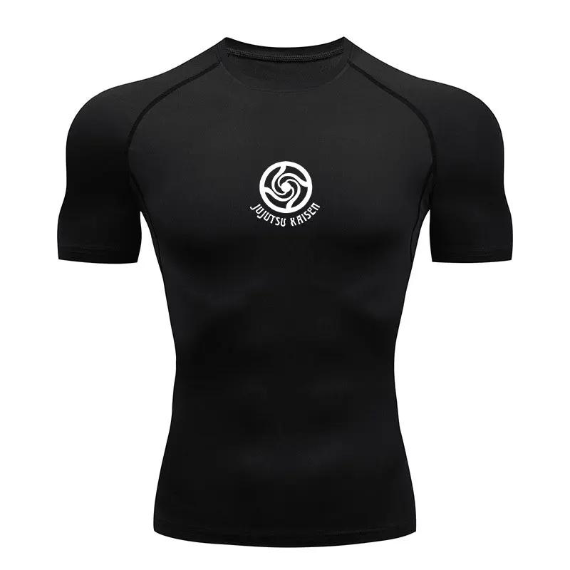 Anime Jujutsu Kaisen Compression Shirt Men Fitness Gym Sport Running T-Shirt Rashgard Tops Tee Quick Dry Short Sleeve T-Shirt