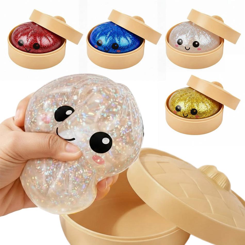Glitter Dumpling Baozi Pinching Soft Cute Slow Rebound Stress Relief Ornament Office Home Decor Kids Adults Gifts