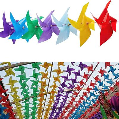 100pcs Windmill with 30m Wire Rope Fitting Garden Lawn Party Decor Gift for Kids