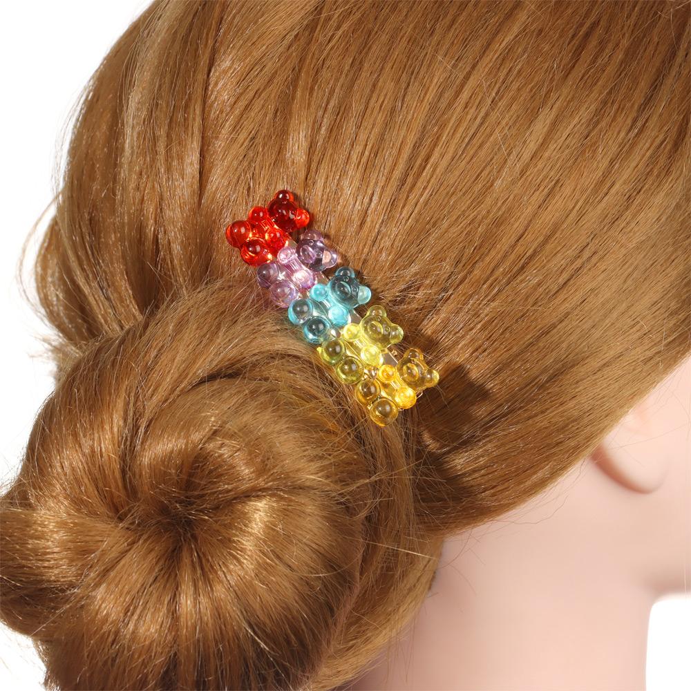 Hair Accessories Girls Women Duckbill Candy Color Colorful Hair Clip Barrette Jelly Bear Hairpin