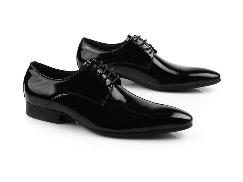 British Pointed Toe Men's Formal Leather Shoes - Cowhide Wedding Shoes