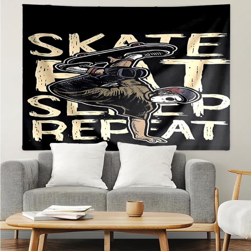 Tapisserie avec Impression Skateboard, Toile de Fond, Installation Facile, Idéale pour Chambre à Coucher, Bureau et Salon, avec Décor Mural Esthétique.