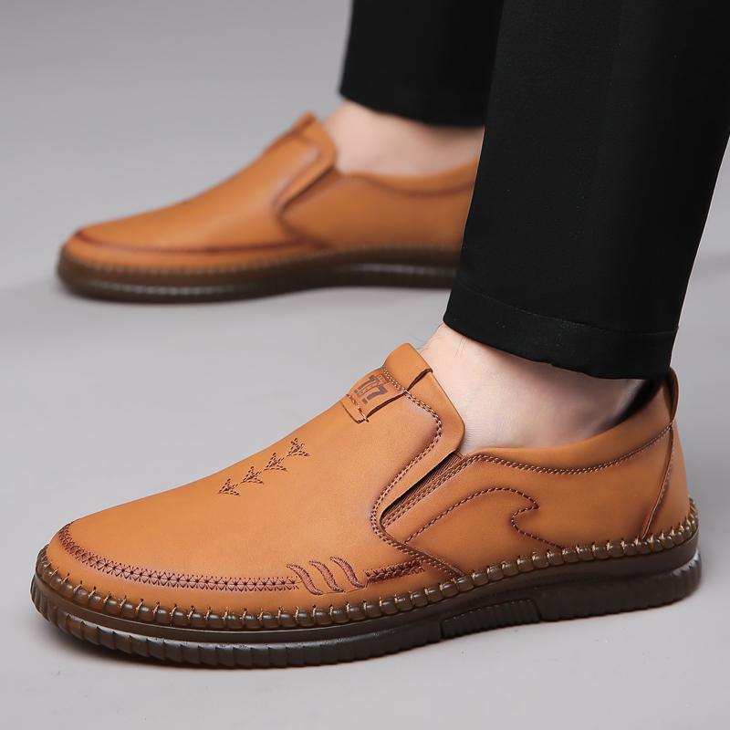 Fashion Spring Autumn Hot Selling High Quality Handmade Sole Loafers Simple Men's Leather Work Shoes Outdoor Leisure Men's Walking Shoes