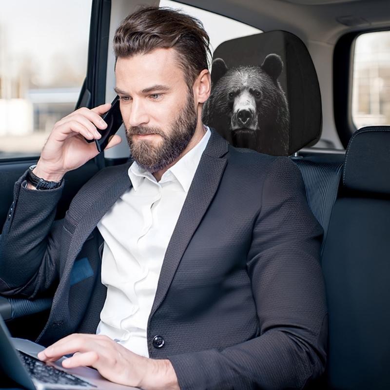 Quick Install Car Headrest Covers Bear Or Themes Strong Polyester Component Elegant Interior Accessories for Car