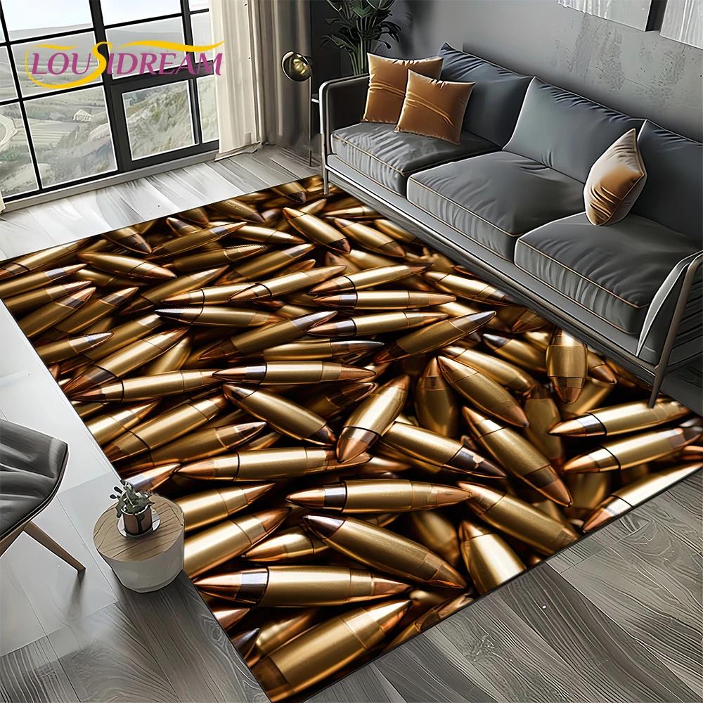 27 Style Retro Guns Pistol Ammunition Bullet Cartridge AK M4 Rug Carpet for Living Room Bedroom Decor,Non-slip for Sofa Doormat