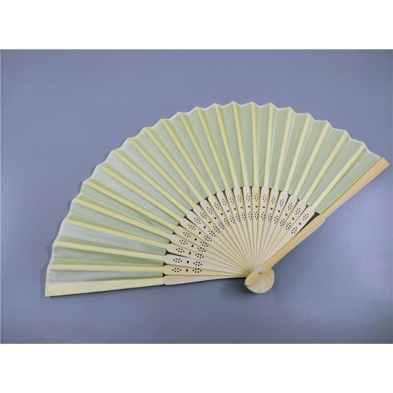Beige Bamboo and Silk Multi-Color Cloth Fan for Weddings and Gifts