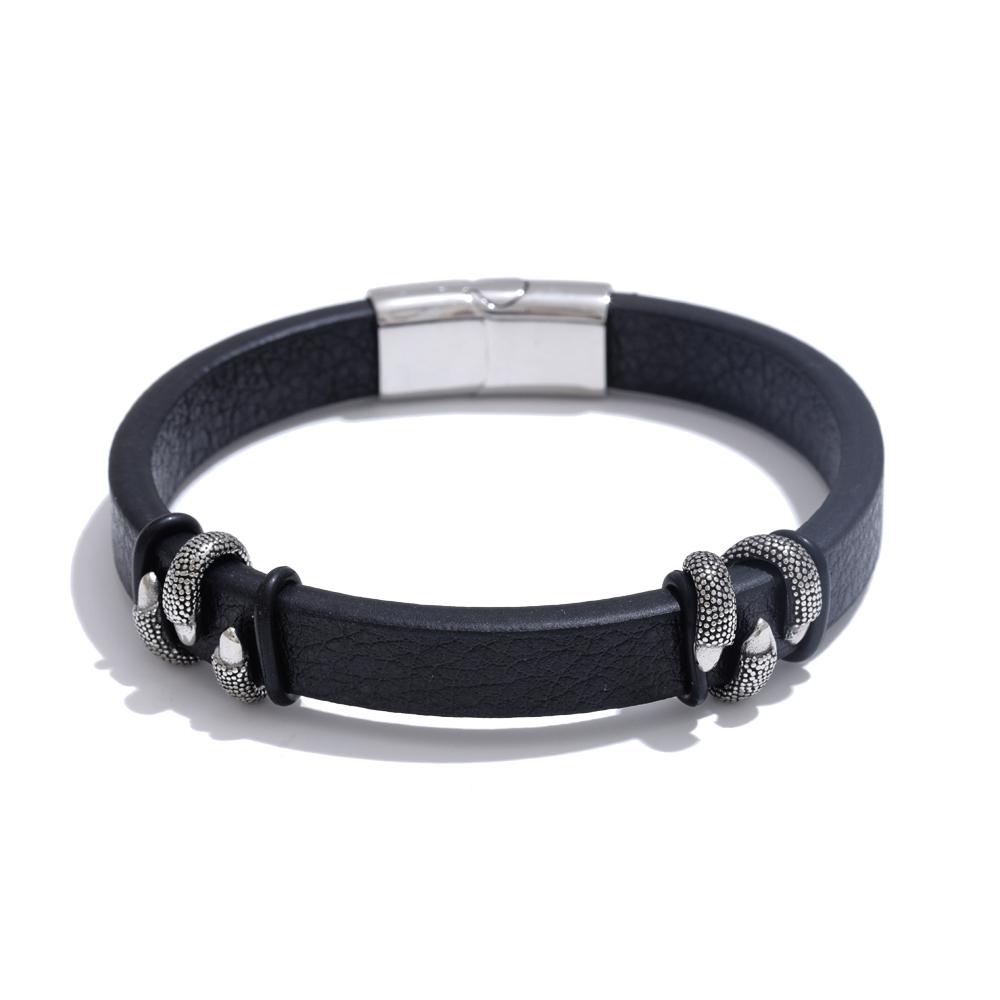 

Yhpup 64mm Stylish Unique Leather Metal Claw Bracelet Bangle Personalized Charm Stainless Steel Men Design Jewelry Waterproof
