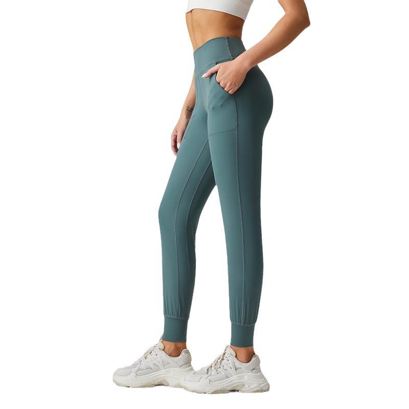 Women's High-Waist Seamless Yoga Pants with Pockets - Peach Lift, Non-Slip, High Elasticity