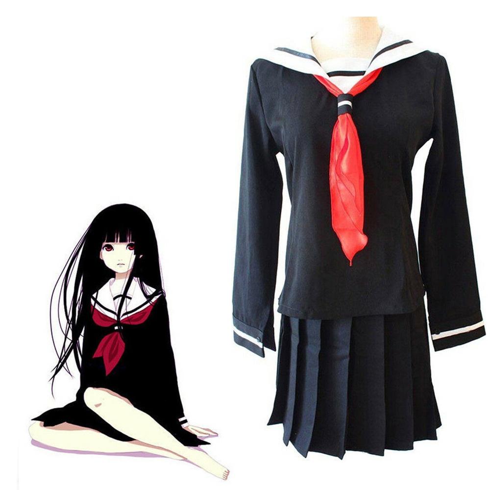 תחפושת קוספליי של איינמה איי, נערת הגיהינום, תחפושת יפנית אלגנטית של תלמידה לחגיגות ליל כל הקדושים