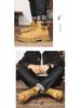 Yellow Leather Ins-Style High-Top Martin Boots for Men & Couples, Velvet-Lined, Perfect for Autumn and Winter.