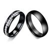 Romantic  CZ Stone Couple Wedding Rings for Women Men, Black Color Stainless Steel Bands Engagement , Love Gift