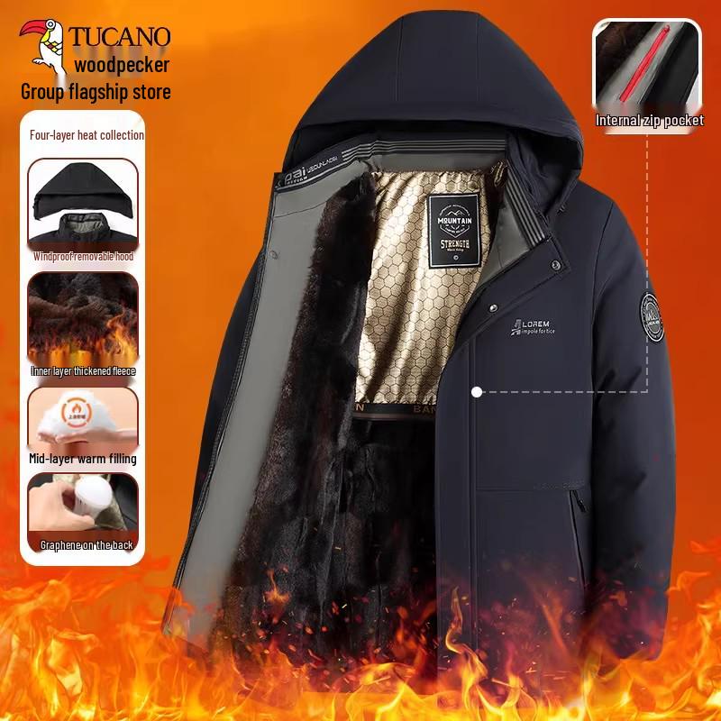 Men's Winter Cotton Padded Jacket for Middle-aged & Elderly - Warm Grandpa Coat