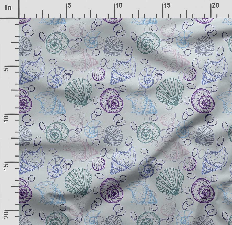 Soimoi Sea Shell Print, Cotton Cambric, Quilting Fabric prodávaná společností The Yard 42 Inch Wide, Medium Weight Cotton Fabric,