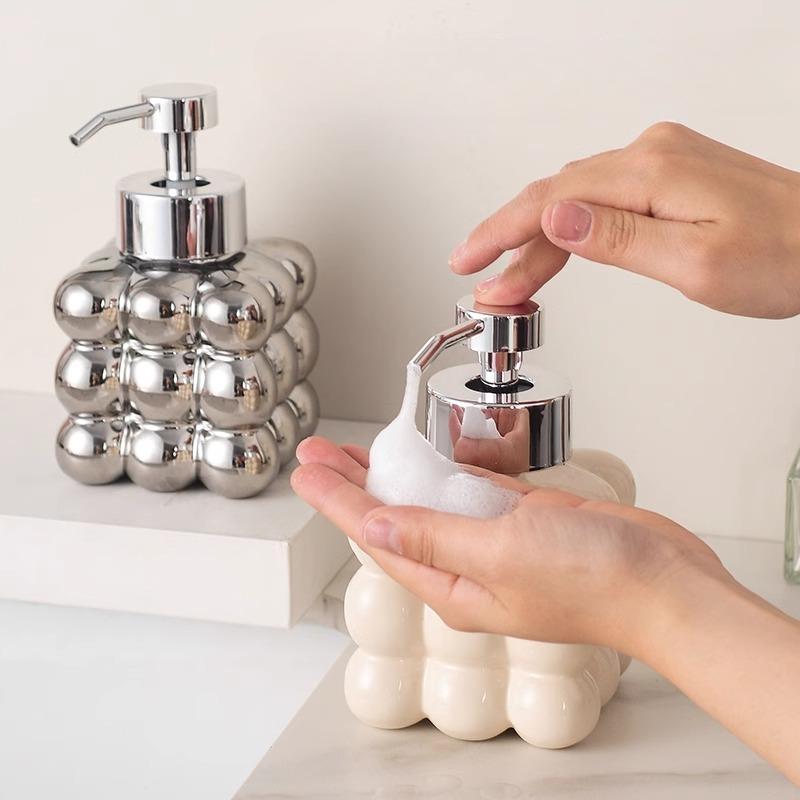 Creative Mousse Foam Bottle Hand Sanitizer Shampoo Foam Press Dispenser Ball Ceramic Soap Dispenser Bathroom Accessories Modern