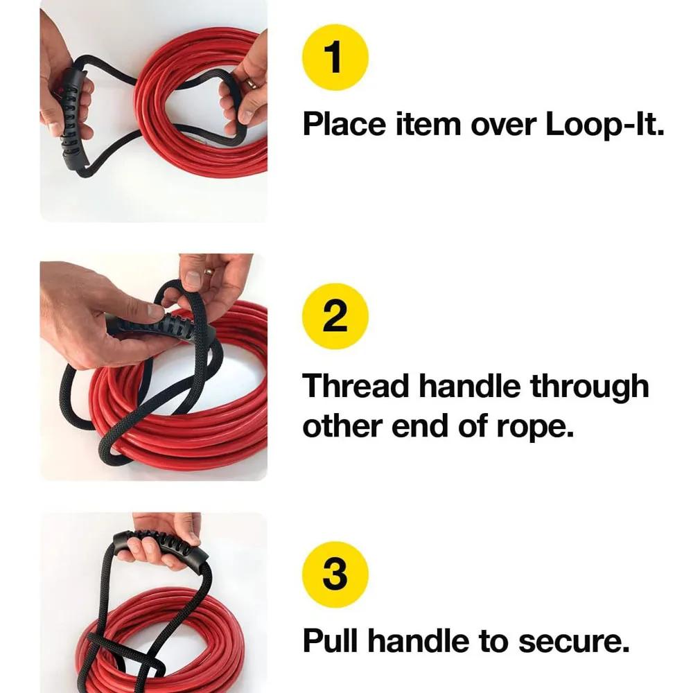 Heavy-Duty Storage Straps Hook and Loop Extension Cord Organizer With Rubber Handle Cord Wrap and Holder for Home Use