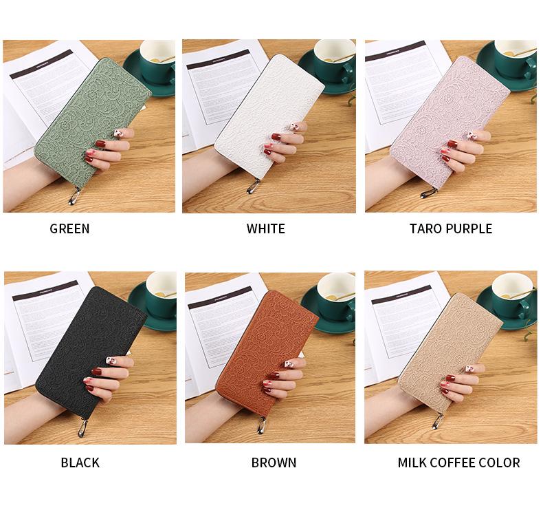 Trendy Embossed Single-Zip Women's Clutch Wallet with Multi-Card Slots