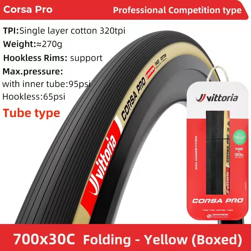 VITTORIA Corsa Pro Bicycle Road Tire Tube Type 700x 28c/30c Professional Race Tyre Support Hookless Rims 300TPI Folding Tire