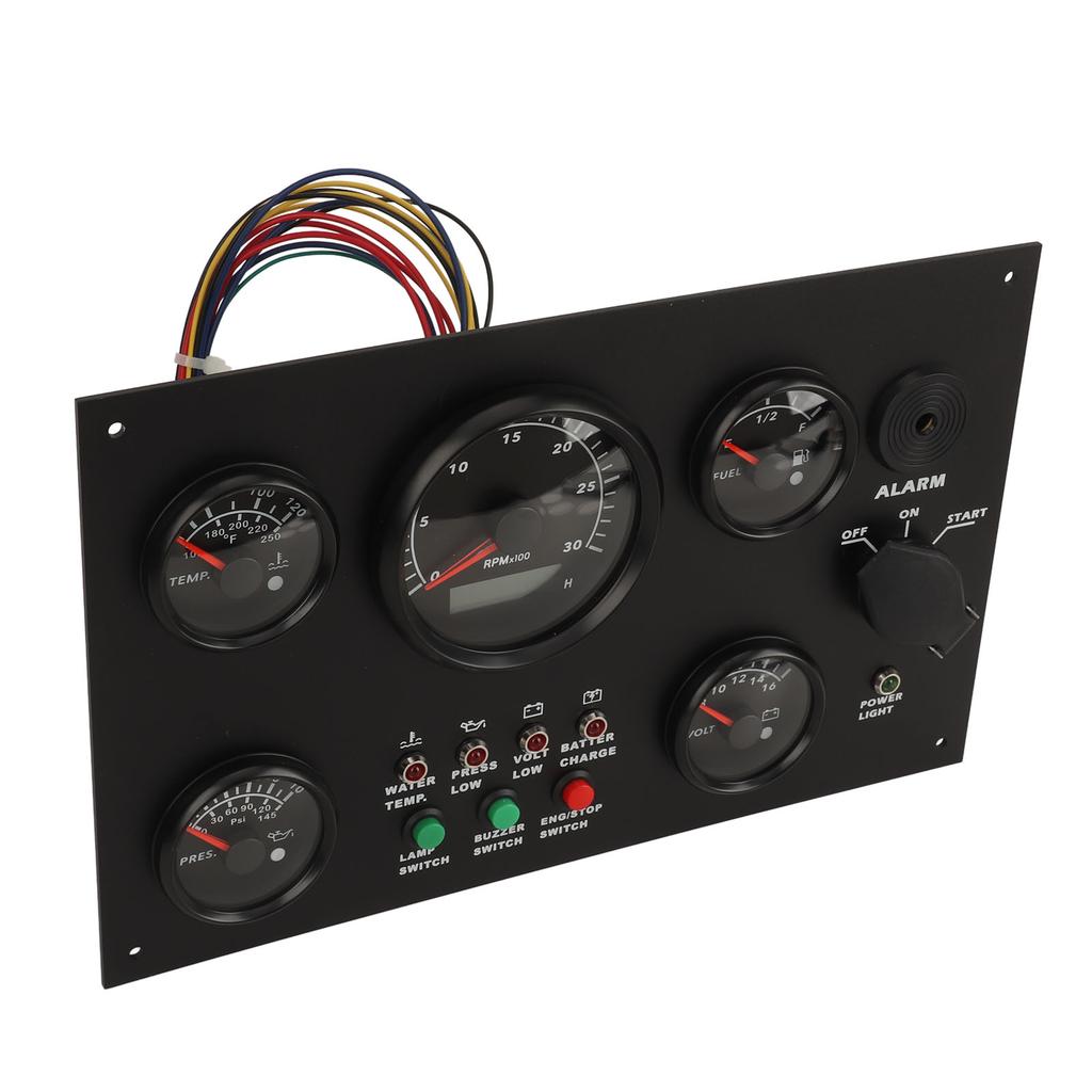 300x190mm Panel přístrojů pro motorový člun Teplota vody a oleje Hladina oleje Napětí Otáčkoměr Sada 5 přístrojů pro jachty Obytné vozy