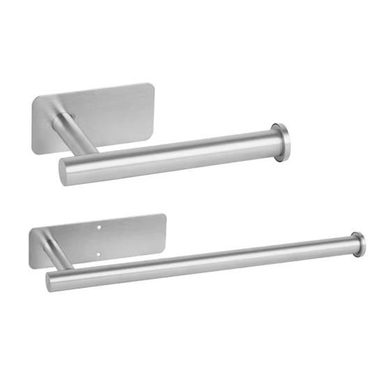 Stainless Steel Roll Paper Holder Self-adhesive Wall Mount Bathroom Toilet Paper Holder Kitchen Paper Towel Dispenser Storage Rack