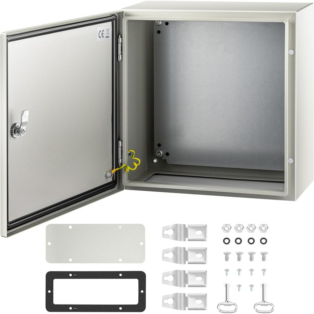 VEVOR NEMA Steel Enclosure, 40x40x20 cm NEMA 4X Steel Electrical Box, IP66 Waterproof & Dustproof, Outdoor/Indoor Electrical Junction Box