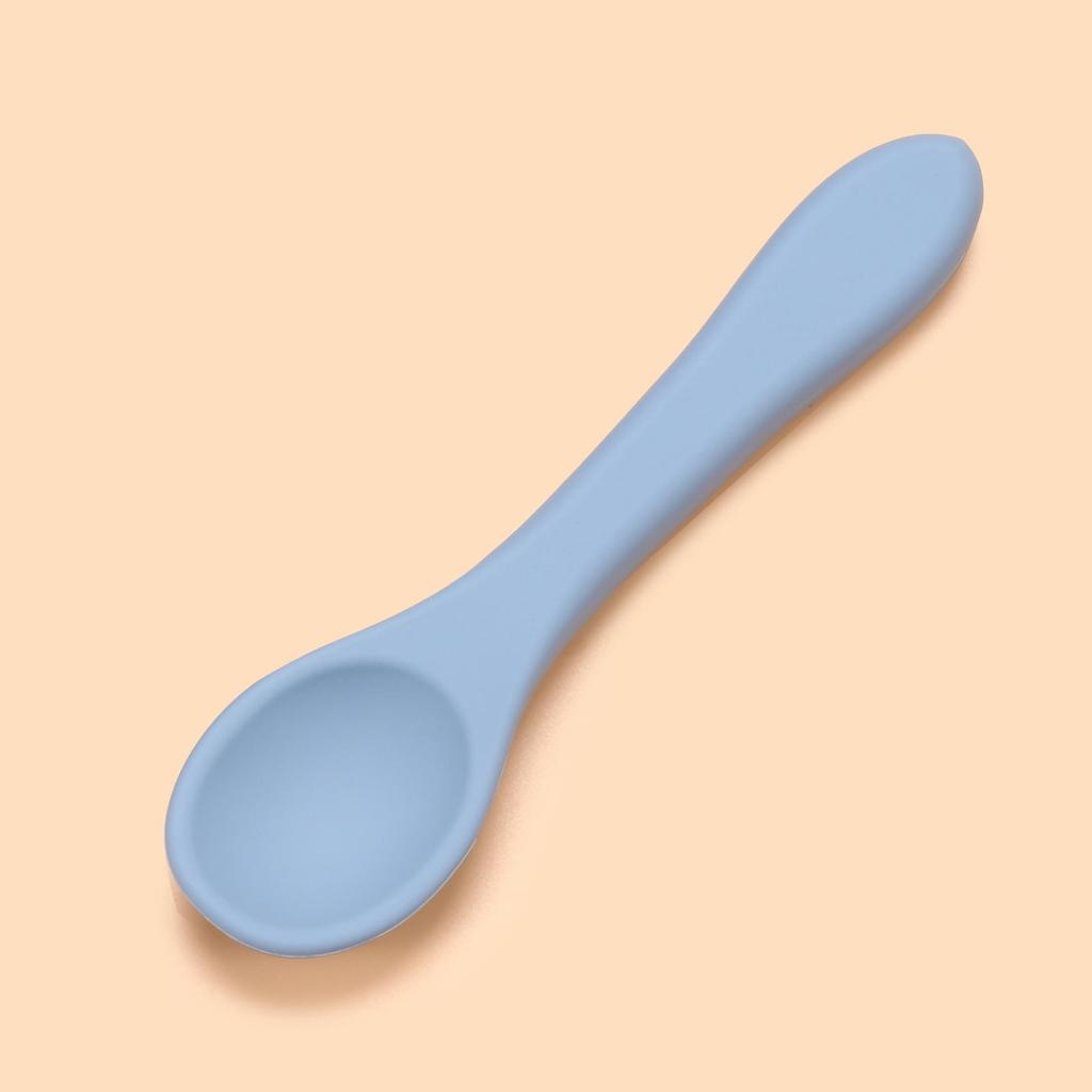 Children's Silicone Long-Handled Fork & Spoon Set - Soft, Food-Grade Utensils for Baby Complementary Feeding